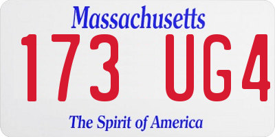 MA license plate 173UG4