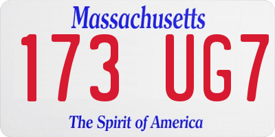 MA license plate 173UG7