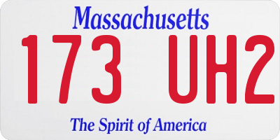 MA license plate 173UH2