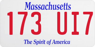 MA license plate 173UI7