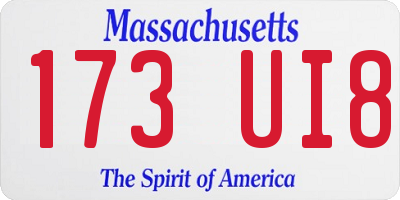 MA license plate 173UI8