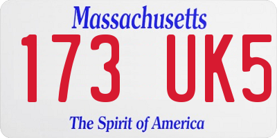 MA license plate 173UK5