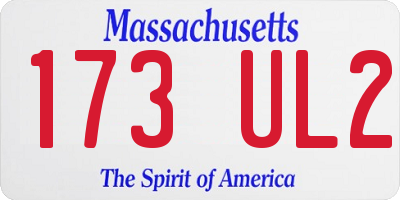 MA license plate 173UL2