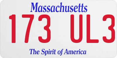 MA license plate 173UL3