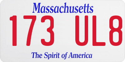 MA license plate 173UL8