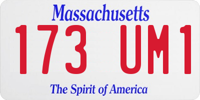 MA license plate 173UM1