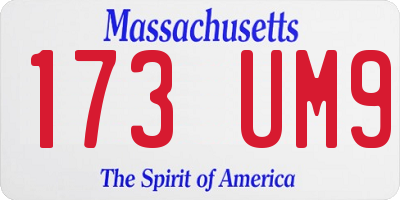 MA license plate 173UM9