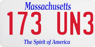 MA license plate 173UN3