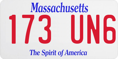 MA license plate 173UN6