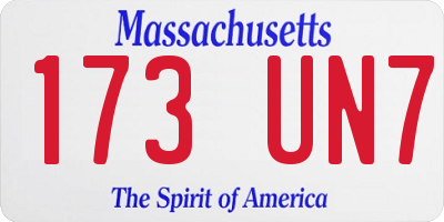 MA license plate 173UN7