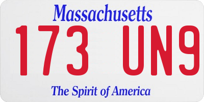 MA license plate 173UN9