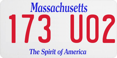 MA license plate 173UO2