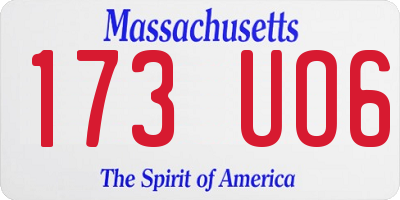 MA license plate 173UO6