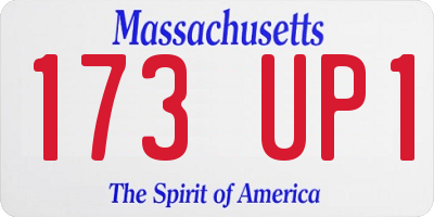 MA license plate 173UP1