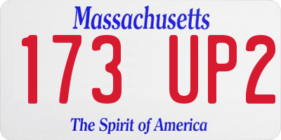 MA license plate 173UP2