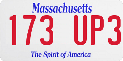 MA license plate 173UP3