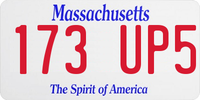 MA license plate 173UP5