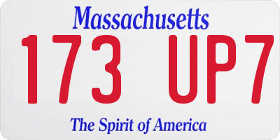 MA license plate 173UP7
