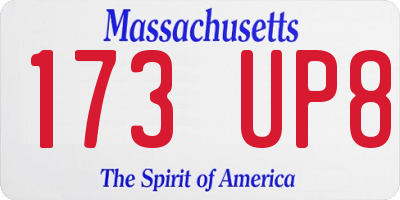 MA license plate 173UP8