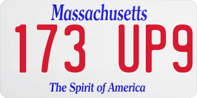 MA license plate 173UP9
