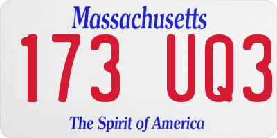 MA license plate 173UQ3