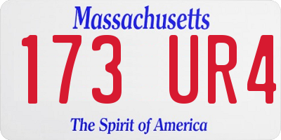 MA license plate 173UR4