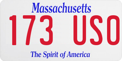 MA license plate 173US0