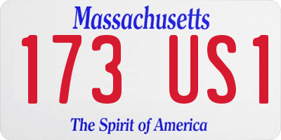 MA license plate 173US1