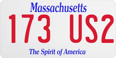 MA license plate 173US2