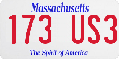 MA license plate 173US3