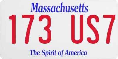 MA license plate 173US7
