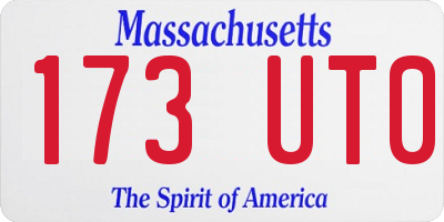 MA license plate 173UT0