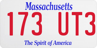 MA license plate 173UT3