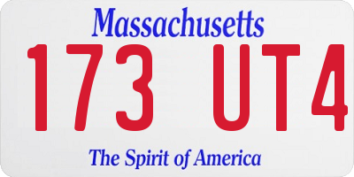 MA license plate 173UT4