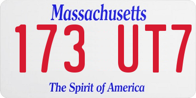 MA license plate 173UT7