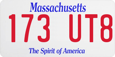 MA license plate 173UT8