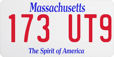 MA license plate 173UT9