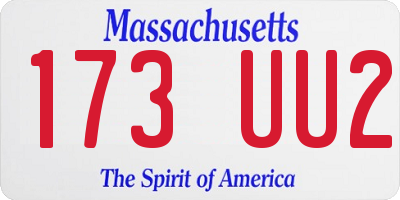 MA license plate 173UU2