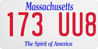 MA license plate 173UU8