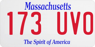 MA license plate 173UV0