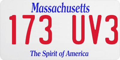 MA license plate 173UV3