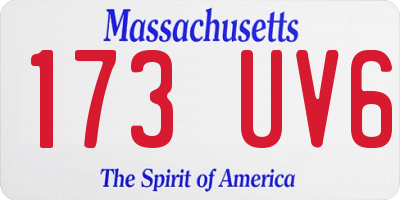 MA license plate 173UV6