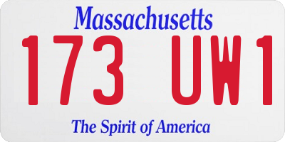 MA license plate 173UW1