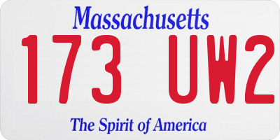 MA license plate 173UW2