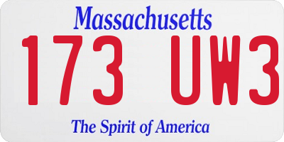 MA license plate 173UW3