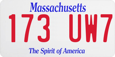 MA license plate 173UW7