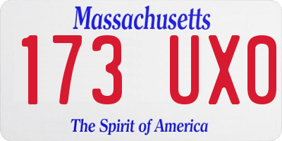 MA license plate 173UX0