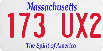 MA license plate 173UX2