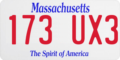 MA license plate 173UX3