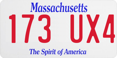 MA license plate 173UX4